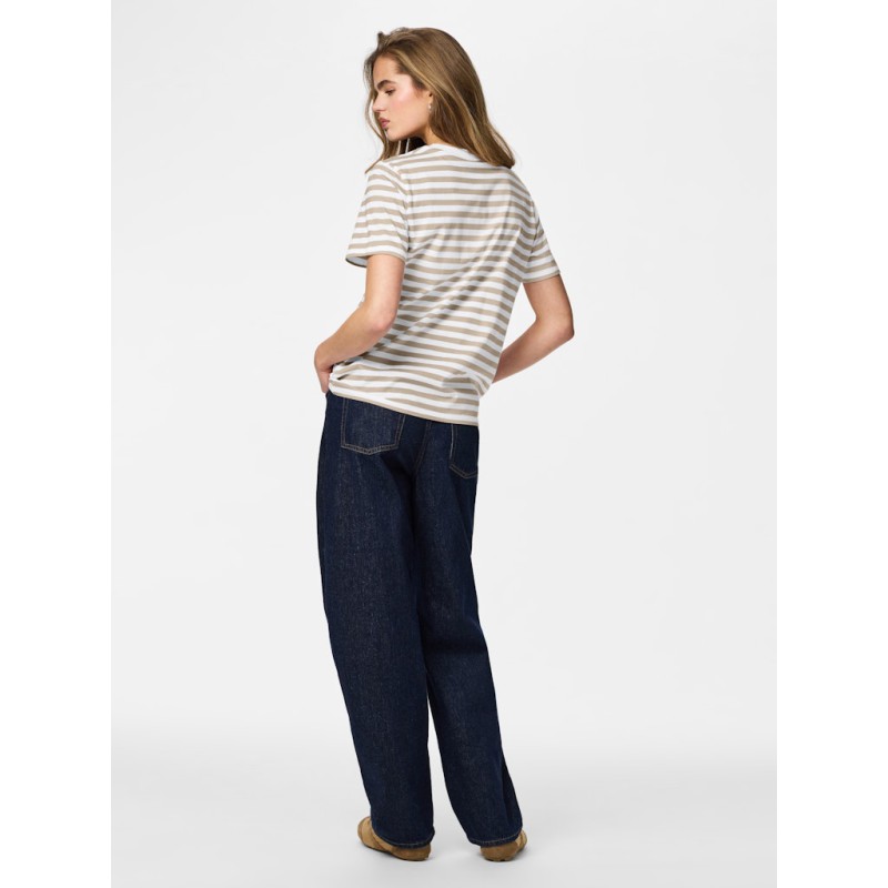 PIECES Ria kortærmet stribet t-shirt  - Silver Mink