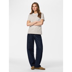 PIECES Ria kortærmet stribet t-shirt  - Silver Mink