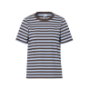 PIECES Ria kortærmet multicolor stribet t-shirt - Hot Fudge / CASHMERE BLUE