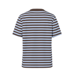 PIECES Ria kortærmet multicolor stribet t-shirt - Hot Fudge / CASHMERE BLUE