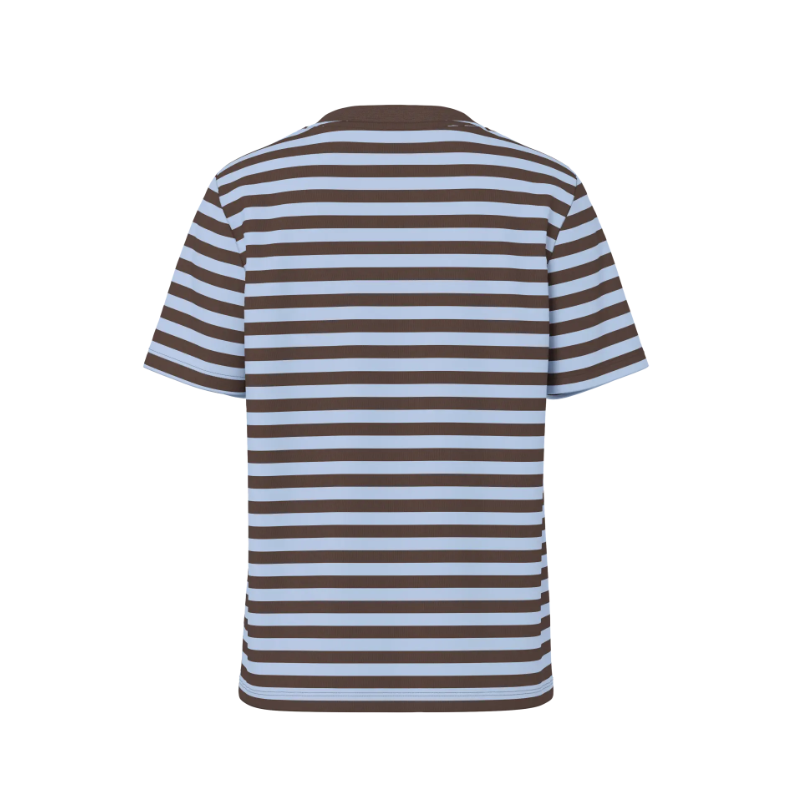 PIECES Ria kortærmet multicolor stribet t-shirt - Hot Fudge / CASHMERE BLUE