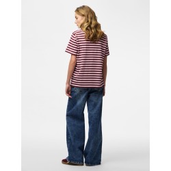 PIECES Ria kortærmet multicolor stribet t-shirt - Tawny Port / ROSEATE SPOONBILL