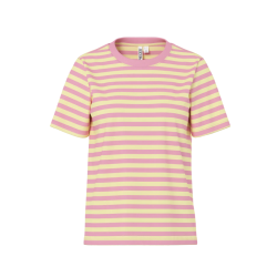 PIECES Ria kortærmet multicolor stribet t-shirt - French Vanilla / Sea Pink