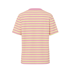 PIECES Ria kortærmet multicolor stribet t-shirt - French Vanilla / Sea Pink