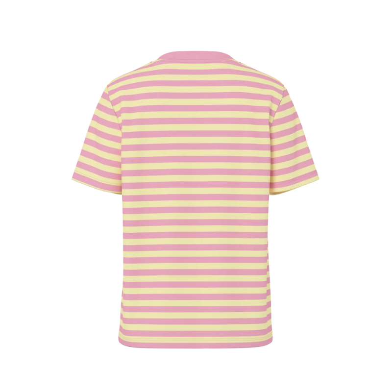 PIECES Ria kortærmet multicolor stribet t-shirt - French Vanilla / Sea Pink
