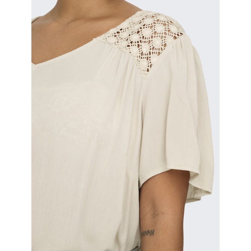 ONLY CARMAKOMA Selasi kortærmet t-shirt - Pumice Stone