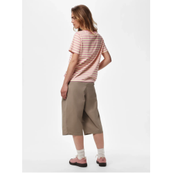 PIECES Ria kortærmet multicolor stribet t-shirt - French Vanilla / Sea Pink