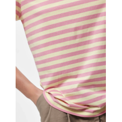 PIECES Ria kortærmet multicolor stribet t-shirt - French Vanilla / Sea Pink