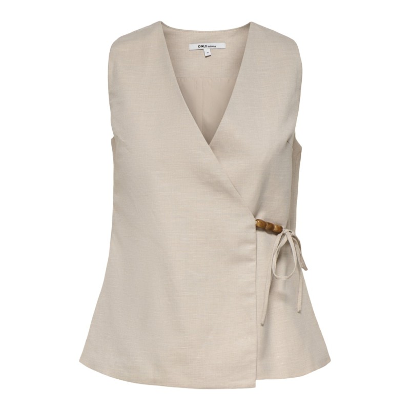ONLY Baia ærmeløs hør wrap vest - Chateau Gray MELANGE