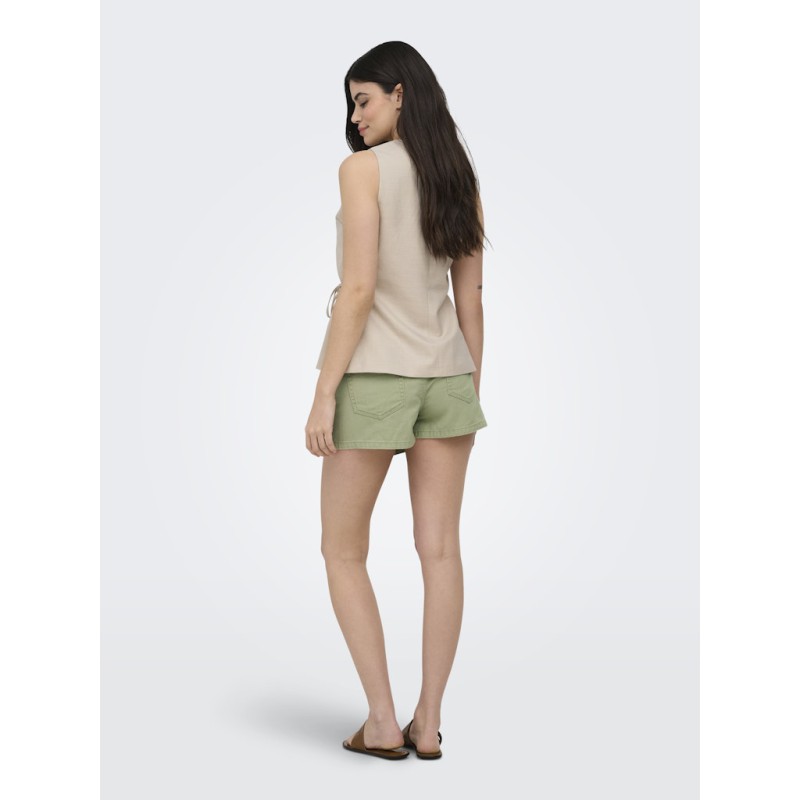 ONLY Baia ærmeløs hør wrap vest - Chateau Gray MELANGE