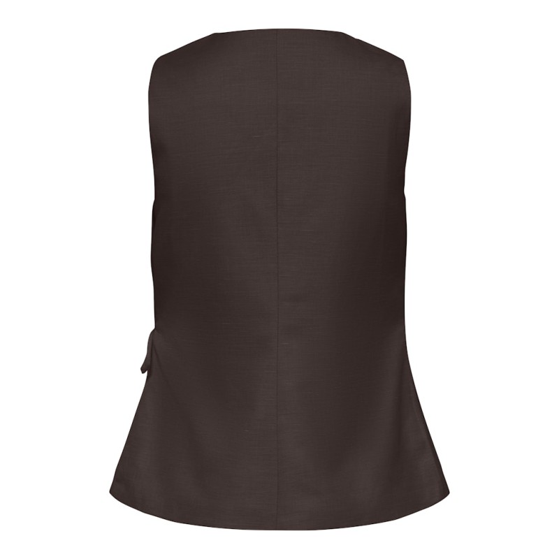 ONLY Baia ærmeløs hør wrap vest - Coffee Bean