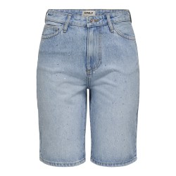 ONLY Sonny wide rhinst denim shorts - Medium Blue Denim