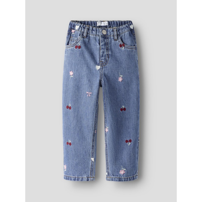 NAME IT Mini Bella barrel broderi jeans - Medium Blue Denim
