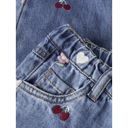 NAME IT Mini Bella barrel broderi jeans - Medium Blue Denim