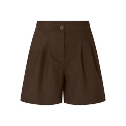 PIECES Bosella højtaljet pleated shorts - Hot Fudge