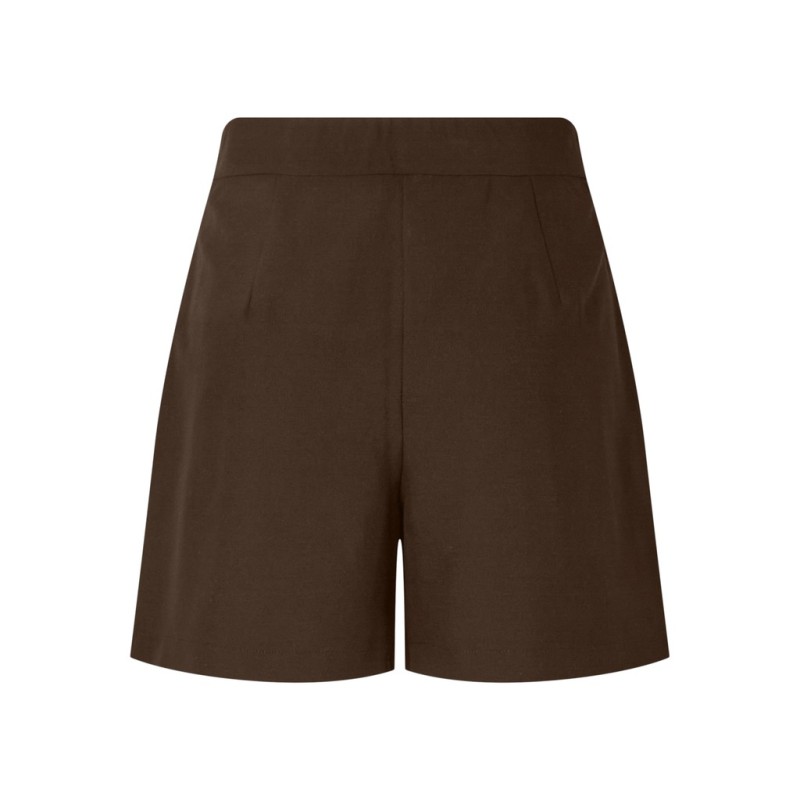 PIECES Bosella højtaljet pleated shorts - Hot Fudge