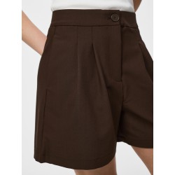 PIECES Bosella højtaljet pleated shorts - Hot Fudge