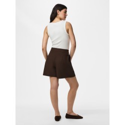 PIECES Bosella højtaljet pleated shorts - Hot Fudge