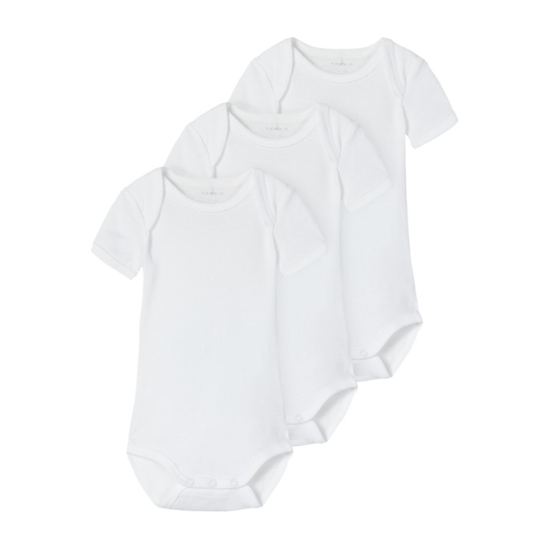 NAME IT BABY Unisex kortærmet body 3 pack - bright white