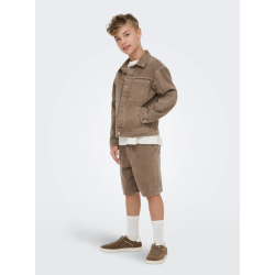 ONLY & SONS JUNIOR fade loose denim shorts - Brown Denim