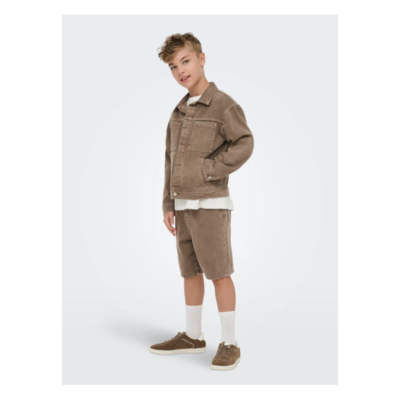 ONLY & SONS JUNIOR fade loose denim shorts - Brown Denim
