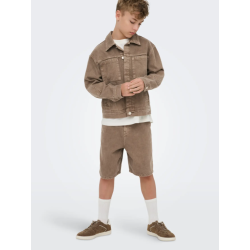 ONLY & SONS JUNIOR fade loose denim shorts - Brown Denim