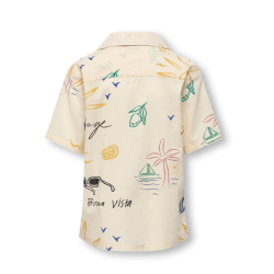 ONLY & SONS JUNIOR Luke resort kortærmet skjorte - Antique White SKETCH COLORS