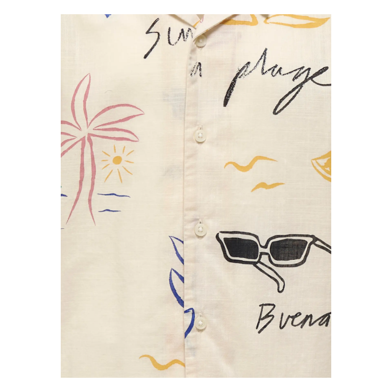 ONLY & SONS JUNIOR Luke resort kortærmet skjorte - Antique White SKETCH COLORS