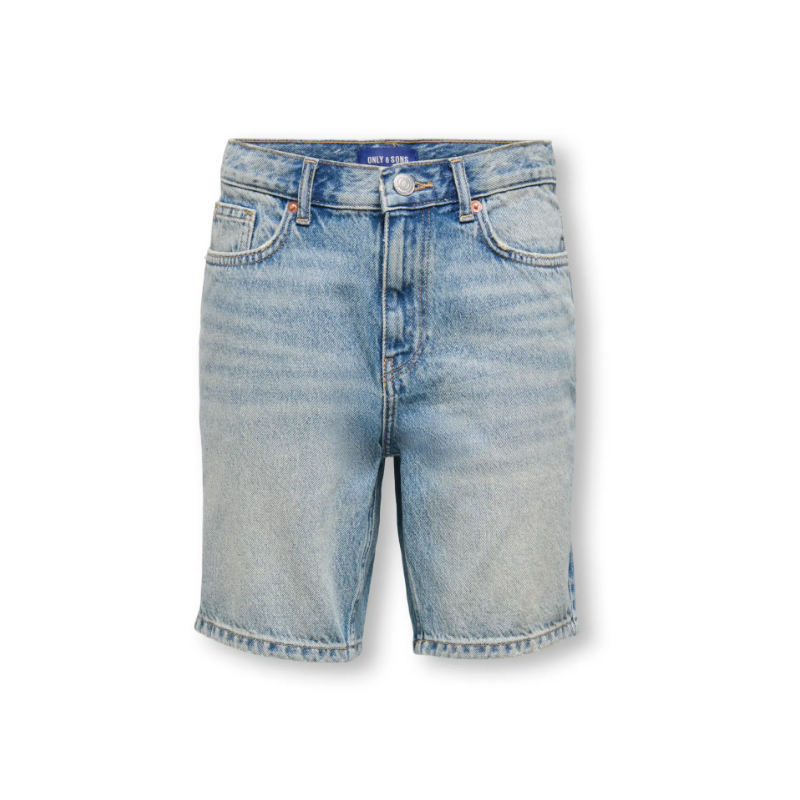 ONLY & SONS JUNIOR Edge tint denim shorts - Medium Blue Denim TINTED