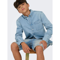 ONLY & SONS JUNIOR Edge tint denim shorts - Medium Blue Denim TINTED