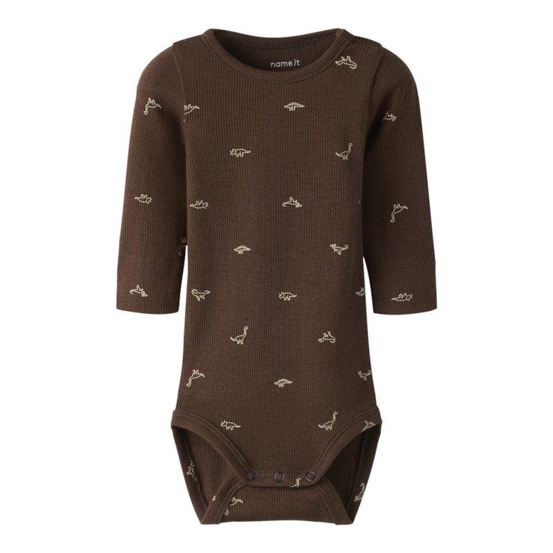 NAME IT BABY Frino langærmet body - Rocky Road