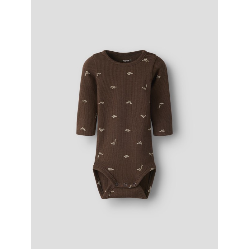 NAME IT BABY Frino langærmet bodystocking - Rocky Road