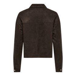 JDY Julle langærmet fake suede skjorte - Coffee Bean