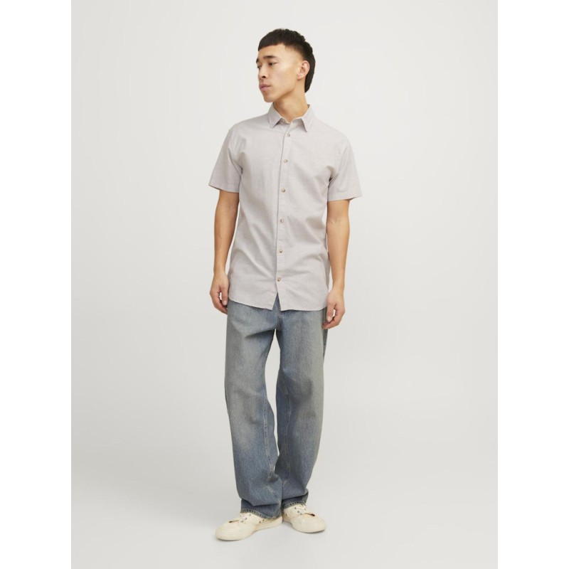 JACK & JONES Summer Hør S/S Skjorte - Crockery