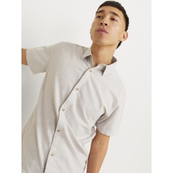 JACK & JONES Summer Hør S/S Skjorte - Crockery