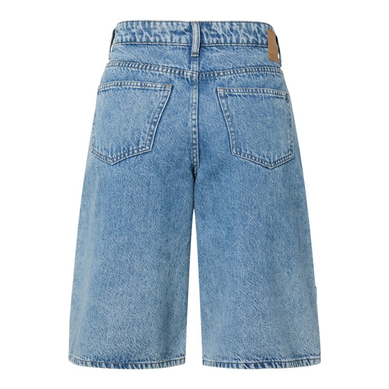 PIECES Sky mellem taljet skater denim shorts - Medium Blue Denim