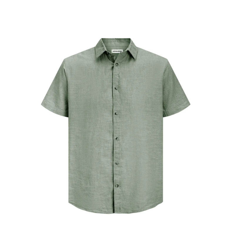 JACK & JONES Sommer kortærmet hør skjorte - New Sage