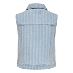 ONLY Crista stripe jaq denim vest - Light Blue Denim