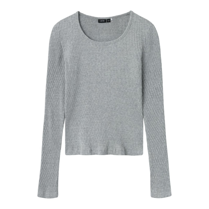 LMTD Ninusa langærmet u-hals bluse - Grey Melange