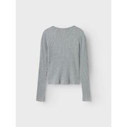 LMTD Ninusa langærmet u-hals bluse - Grey Melange