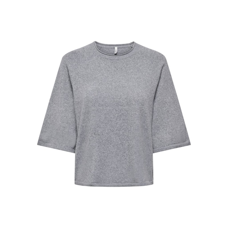 ONLY Loyal 2/4 kortærmet strik - Light Grey Melange