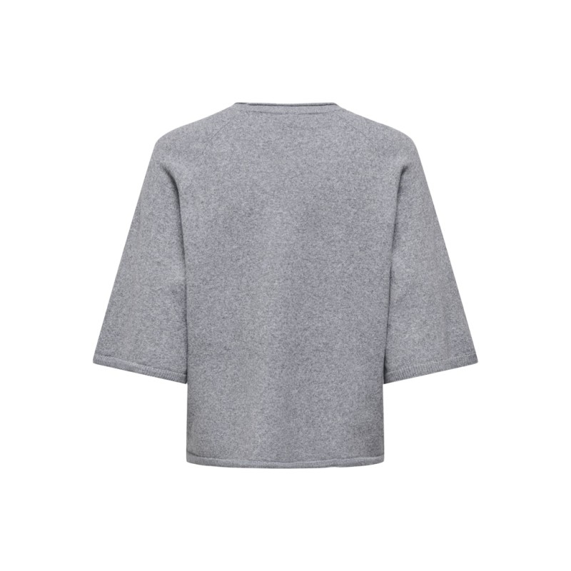 ONLY Loyal 2/4 kortærmet strik - Light Grey Melange