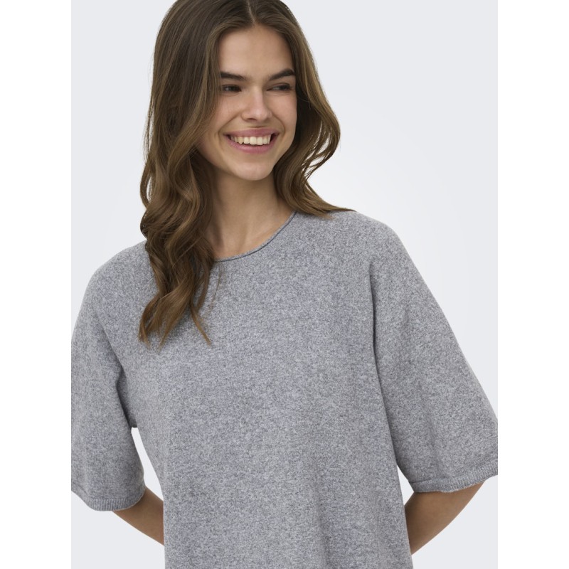 ONLY Loyal 2/4 kortærmet strik - Light Grey Melange