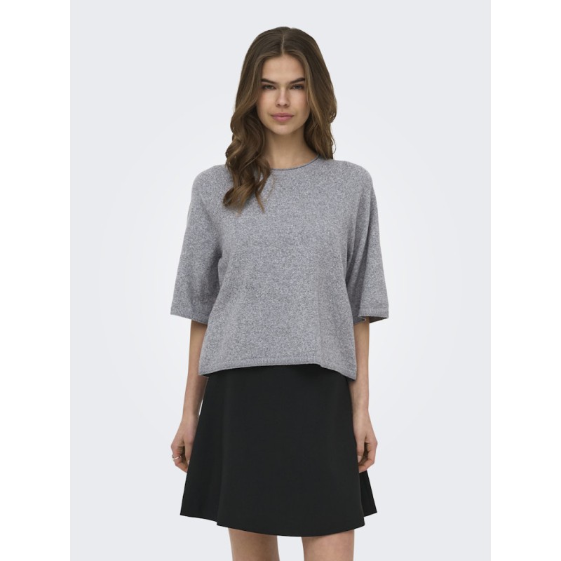 ONLY Loyal 2/4 kortærmet strik - Light Grey Melange