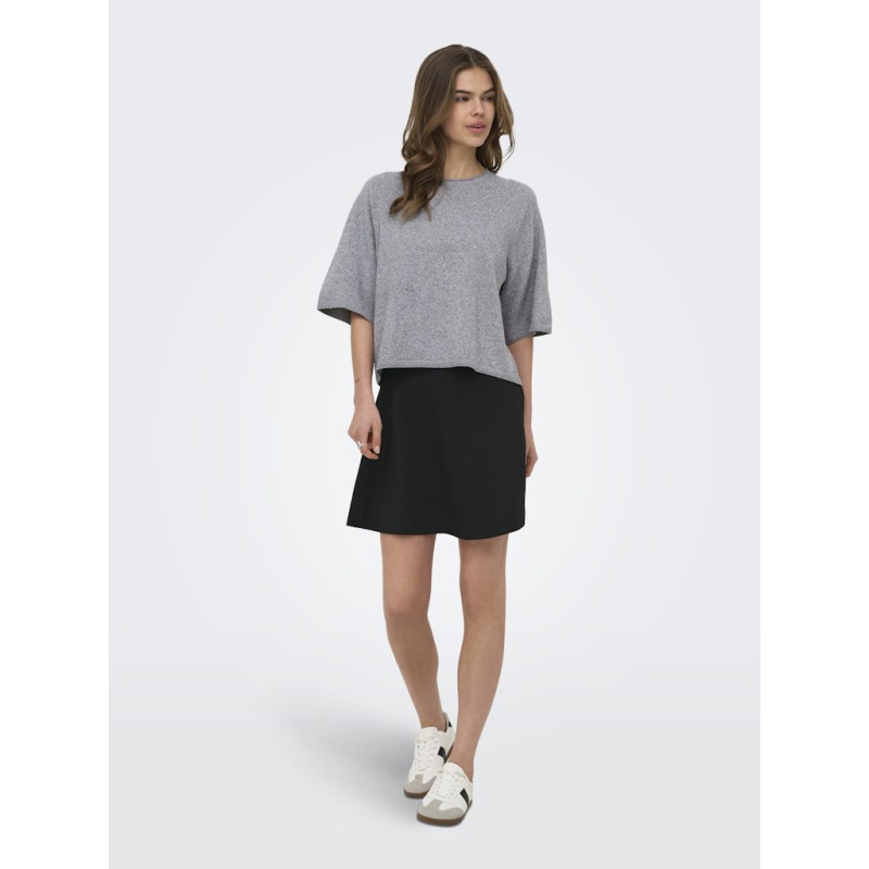 ONLY Loyal 2/4 kortærmet strik - Light Grey Melange
