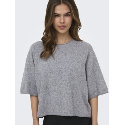 ONLY Loyal 2/4 kortærmet strik - Light Grey Melange