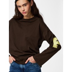 PIECES Ria Fany langærmet t-shirt - Hot Fugde