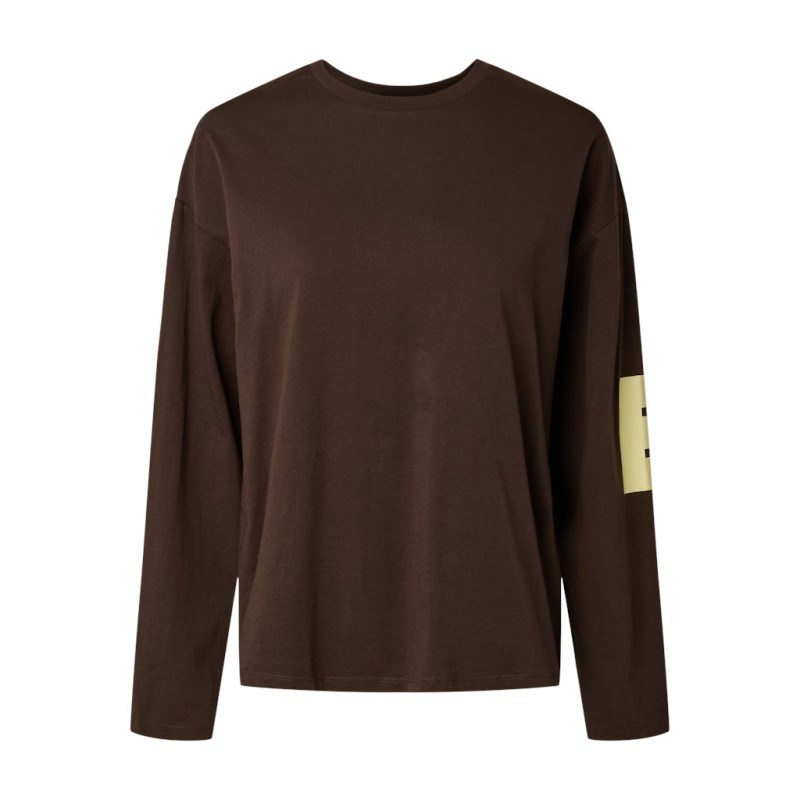 PIECES Ria Fany langærmet t-shirt - Hot Fugde