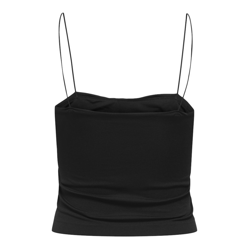 ONLY Bella sømløs vatteret crop top - Sort
