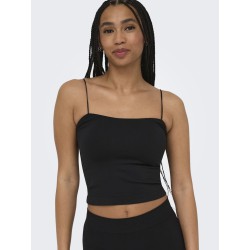 ONLY Bella sømløs vatteret crop top - Sort